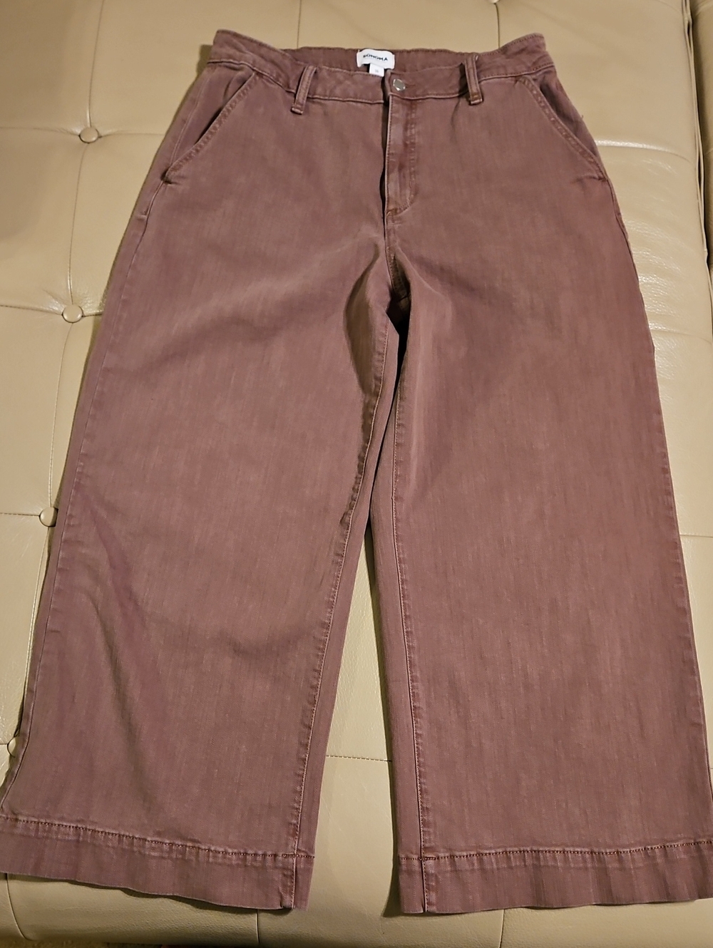 Sonoma Wide Leg High Rise Cropped Sustainable Denim Mauve Brown Pants 16